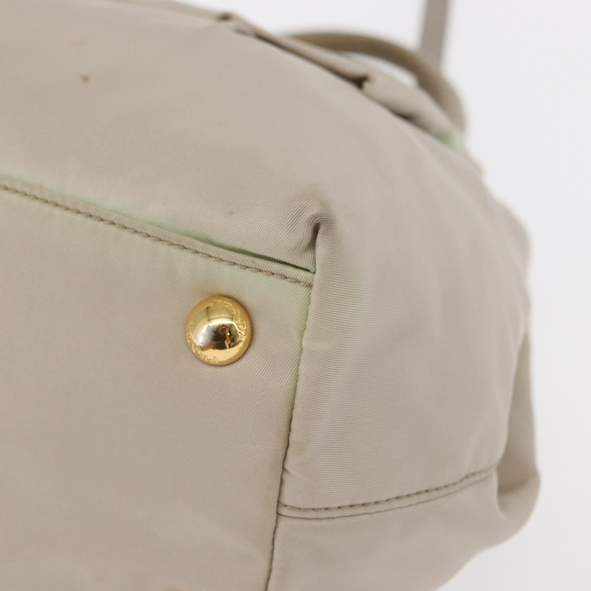 PRADA Hand Bag Nylon 2way Gold Light green Auth 153682