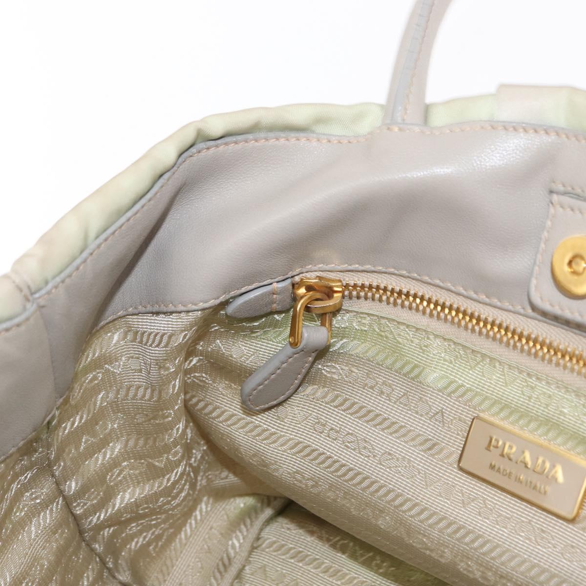 PRADA Hand Bag Nylon 2way Gold Light green Auth 153682