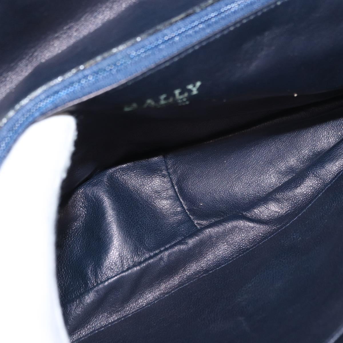 BALLY Chain Shoulder Bag Leather Navy Gold Auth 153688