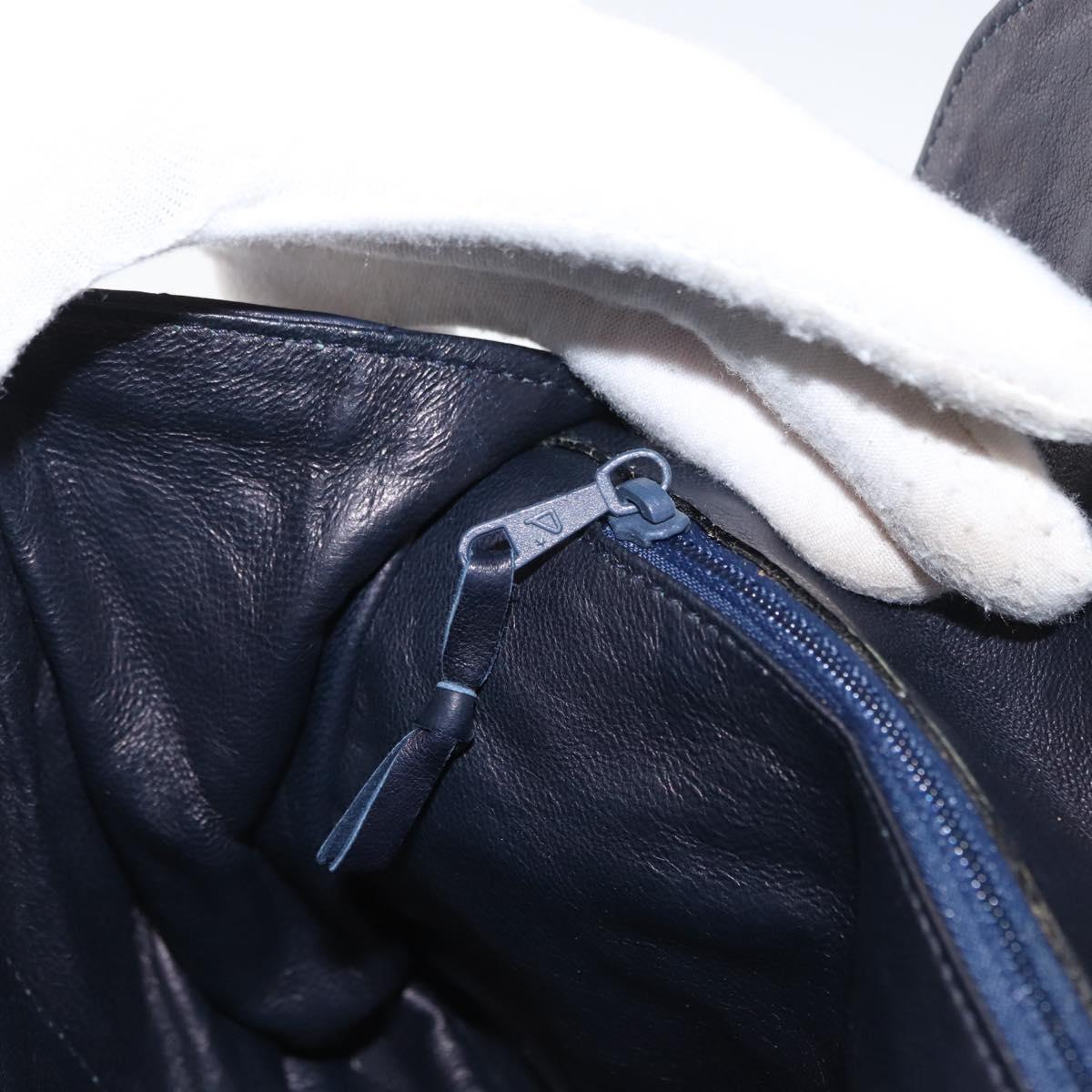 BALLY Chain Shoulder Bag Leather Navy Gold Auth 153688