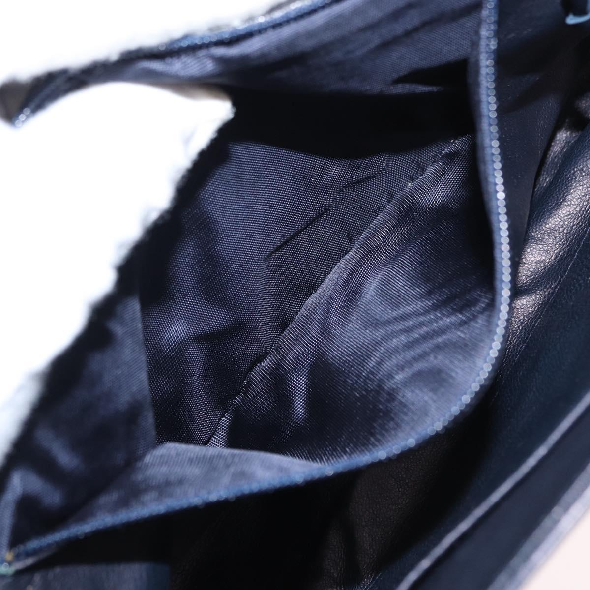 BALLY Chain Shoulder Bag Leather Navy Gold Auth 153688