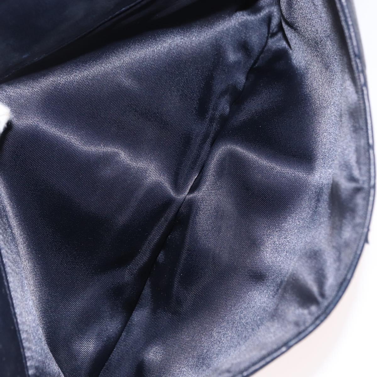 BALLY Chain Shoulder Bag Leather Navy Gold Auth 153688