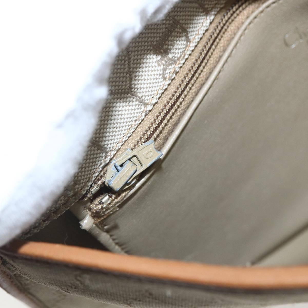 Christian Dior Honeycomb Canvas Shoulder Bag PVC Beige Gold Auth 153689