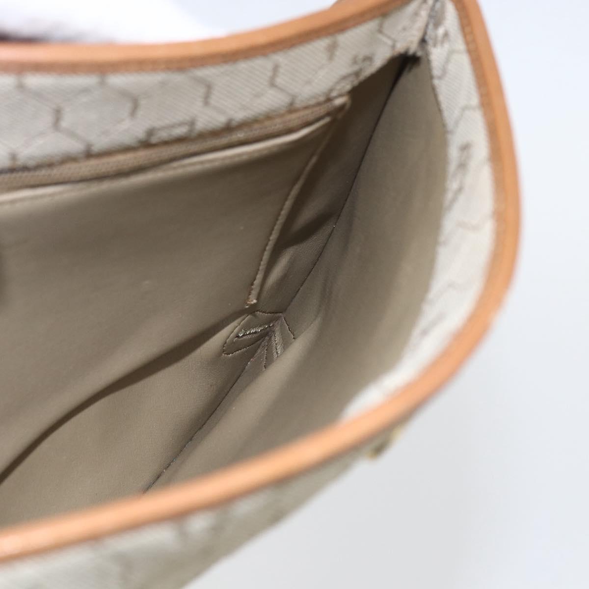 Christian Dior Honeycomb Canvas Shoulder Bag PVC Beige Gold Auth 153689
