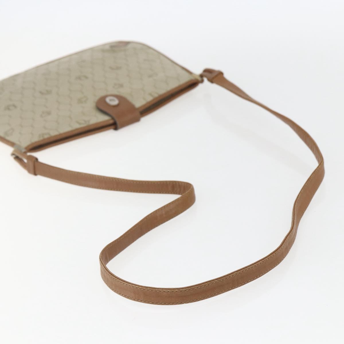 Christian Dior Honeycomb Canvas Shoulder Bag PVC Beige Gold Auth 153689