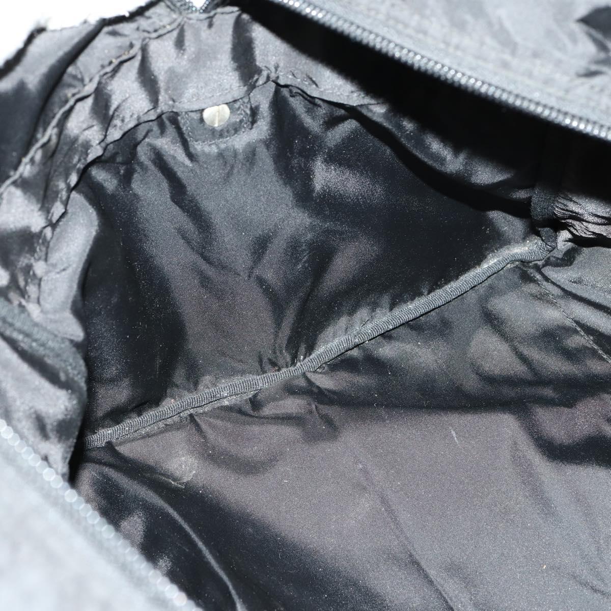 PRADA Boston Bag Nylon Black Silver Auth 153694