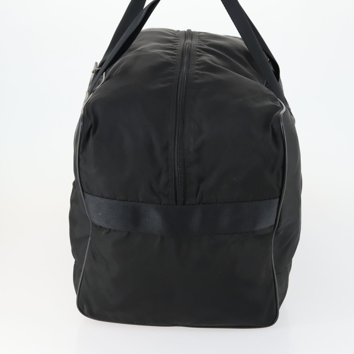 PRADA Boston Bag Nylon Black Silver Auth 153694