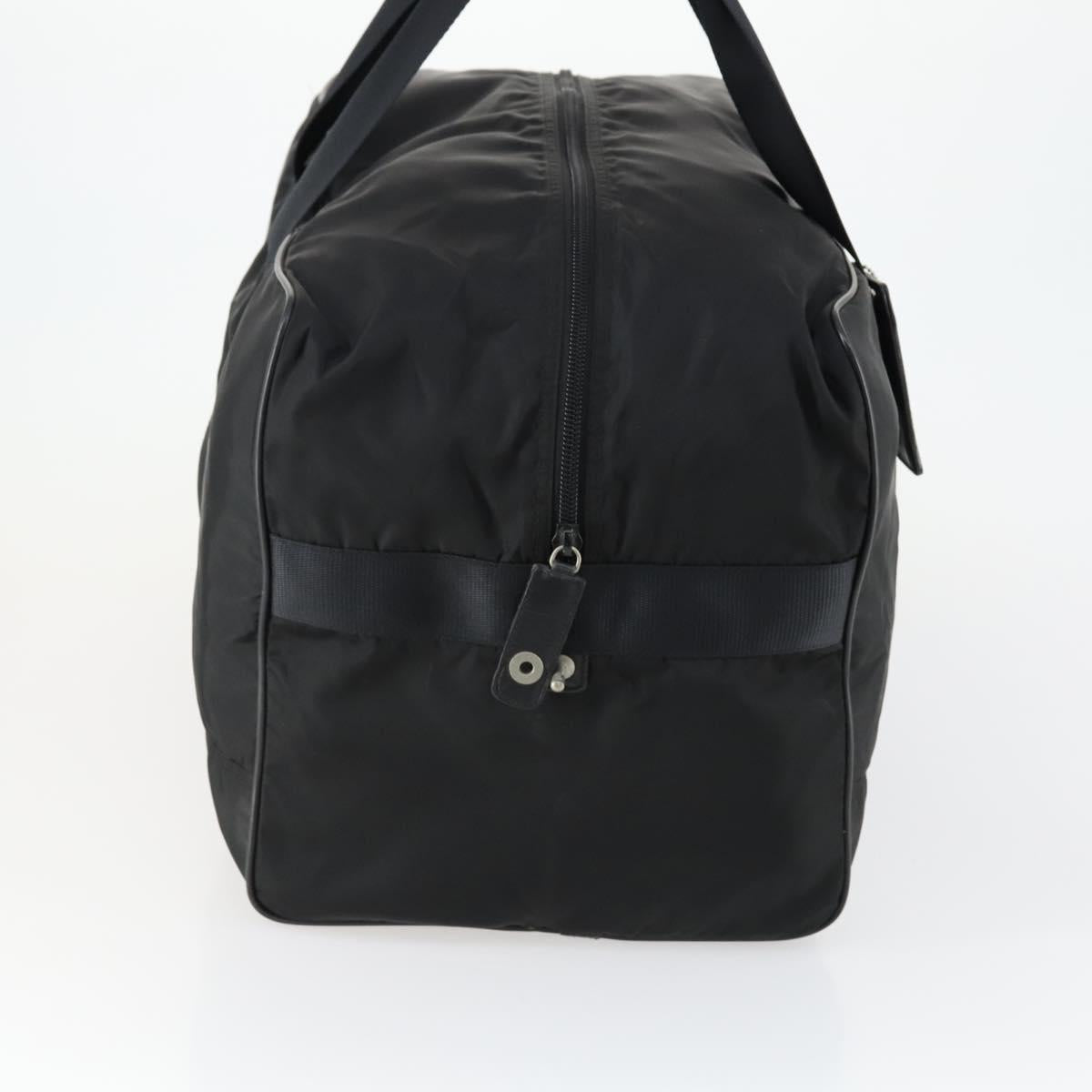 PRADA Boston Bag Nylon Black Silver Auth 153694