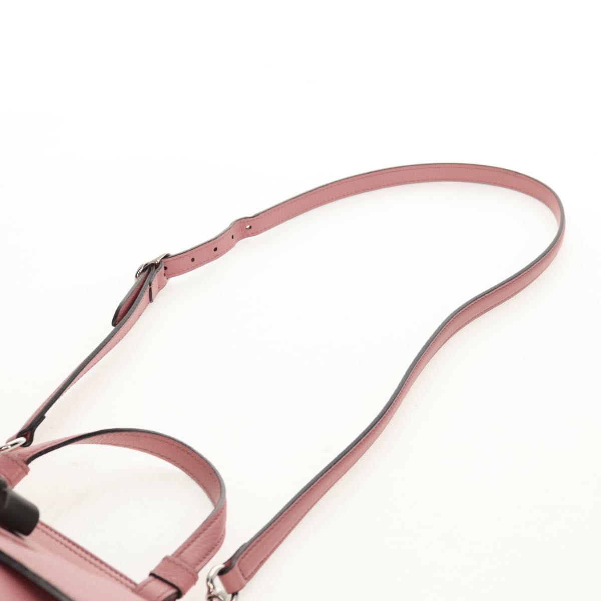GUCCI Daily Bamboo Bag Leather 2way Pink Silver 370831 527066 Auth 153704V