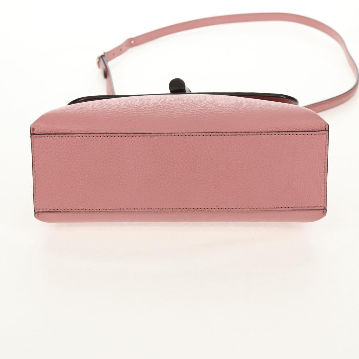 GUCCI Daily Bamboo Bag Leather 2way Pink Silver 370831 527066 Auth 153704V