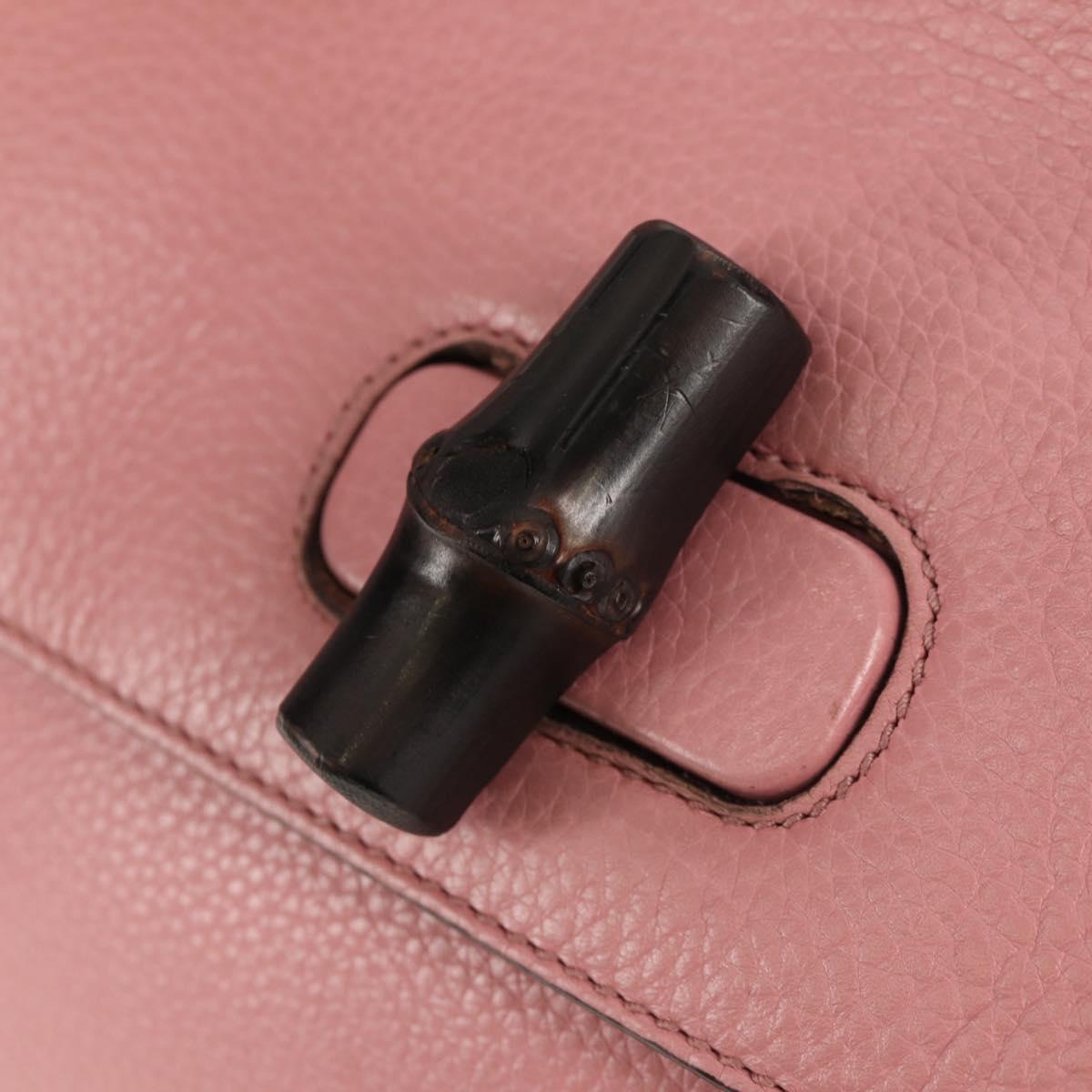GUCCI Daily Bamboo Bag Leather 2way Pink Silver 370831 527066 Auth 153704V