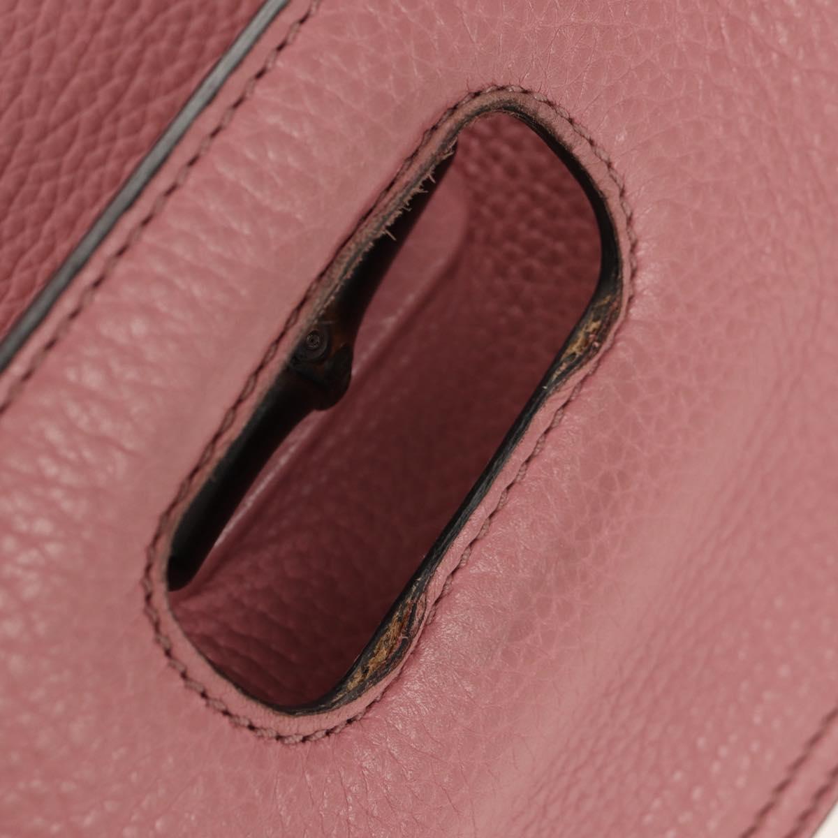 GUCCI Daily Bamboo Bag Leather 2way Pink Silver 370831 527066 Auth 153704V