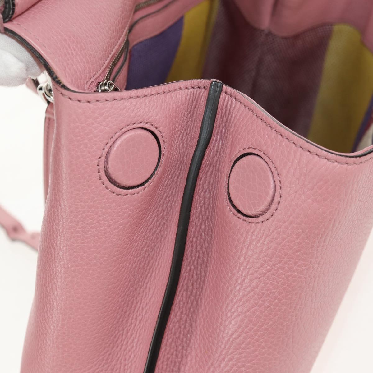 GUCCI Daily Bamboo Bag Leather 2way Pink Silver 370831 527066 Auth 153704V