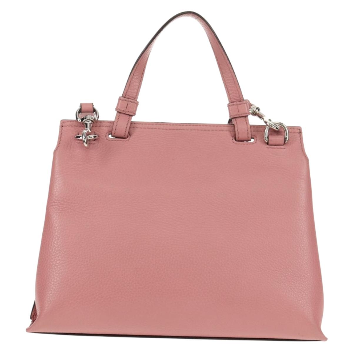 GUCCI Daily Bamboo Bag Leather 2way Pink Silver 370831 527066 Auth 153704V