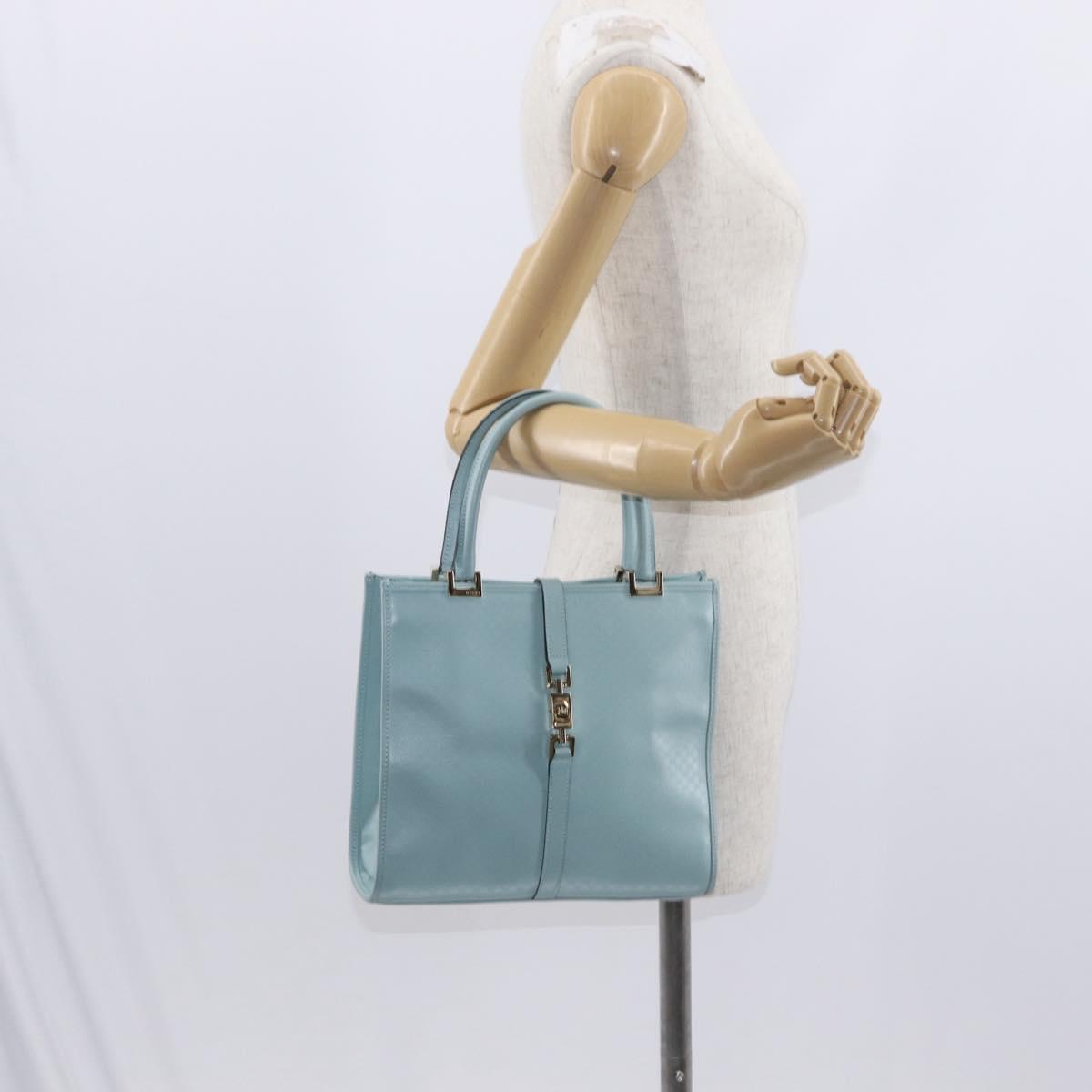 GUCCI Micro GG Canvas Guccissima Jackie Bag Leather Blue 002 1065 Auth 153706