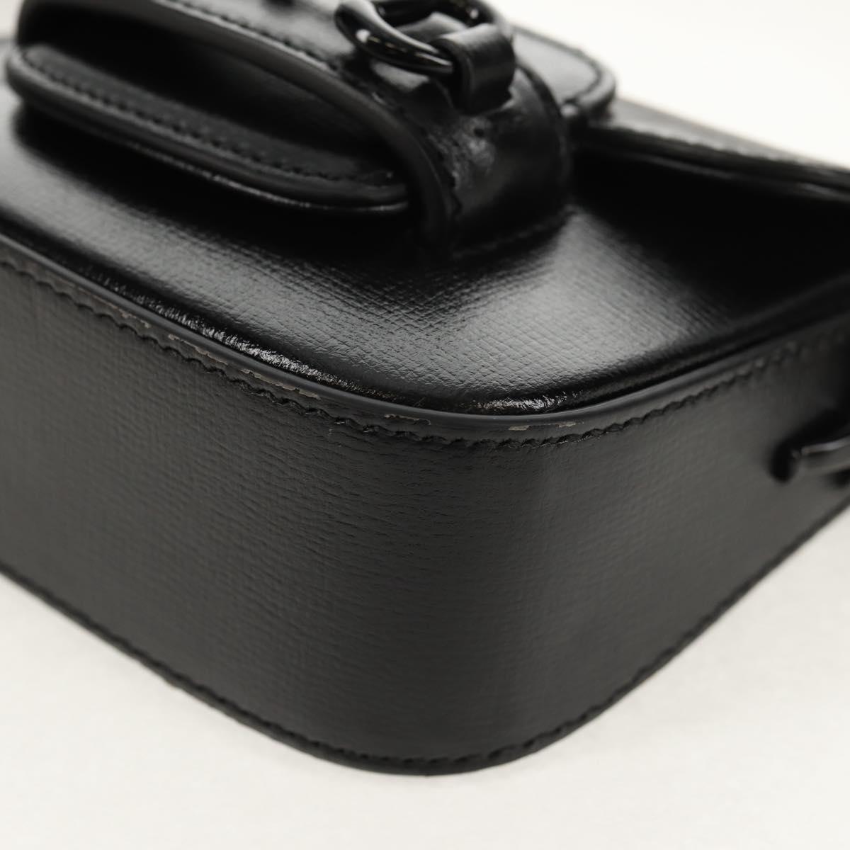 GUCCI Horsebit Web Sherry Line Bag Leather Black 726863 0416 Auth 153707SAM