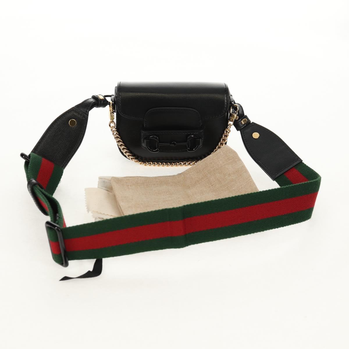 GUCCI Horsebit Web Sherry Line Bag Leather Black 726863 0416 Auth 153707SAM