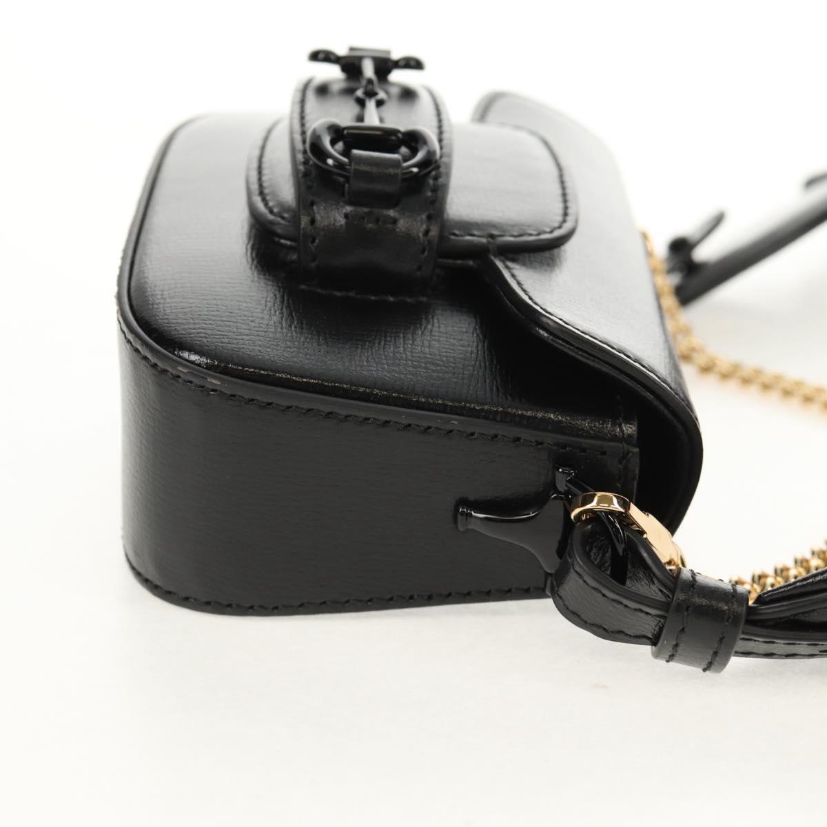 GUCCI Horsebit Web Sherry Line Bag Leather Black 726863 0416 Auth 153707SAM