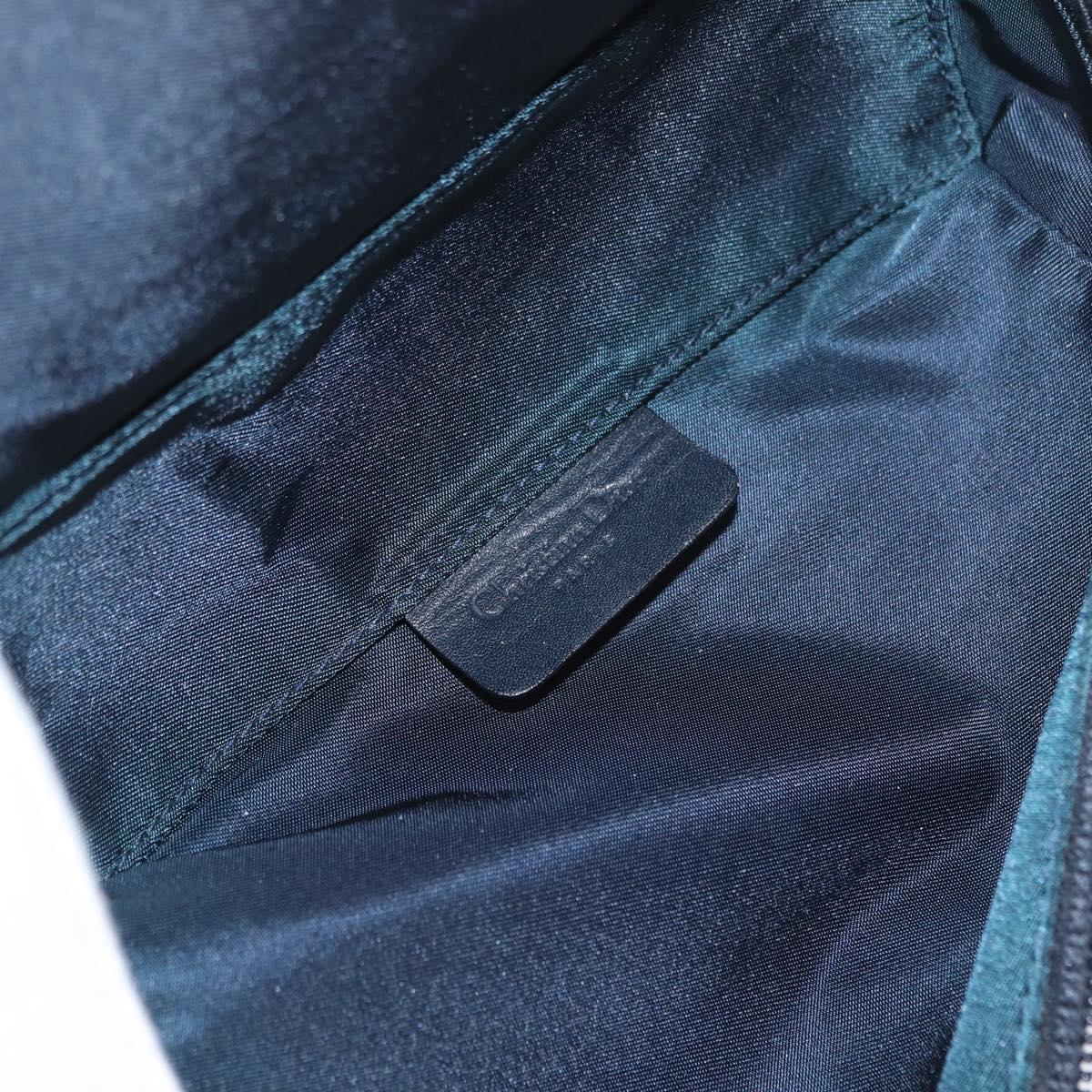 Christian Dior Trotter Canvas Saddle Pouch Blue Gold Auth 153710V