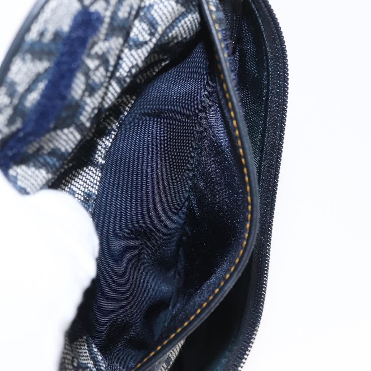 Christian Dior Trotter Canvas Saddle Pouch Blue Gold Auth 153710V