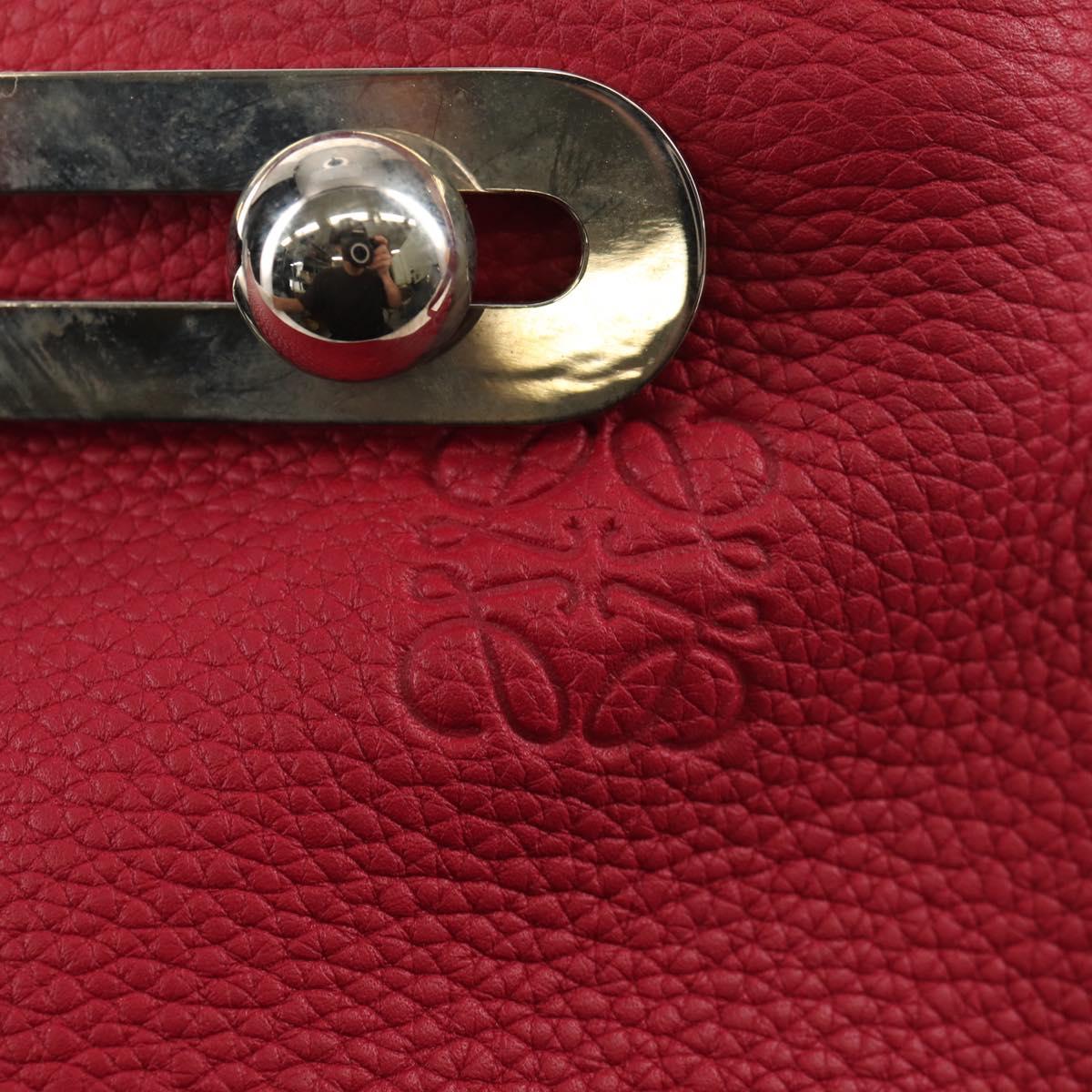 LOEWE Anagram Missy Small Shoulder Bag Leather Red Silver Auth 153712V