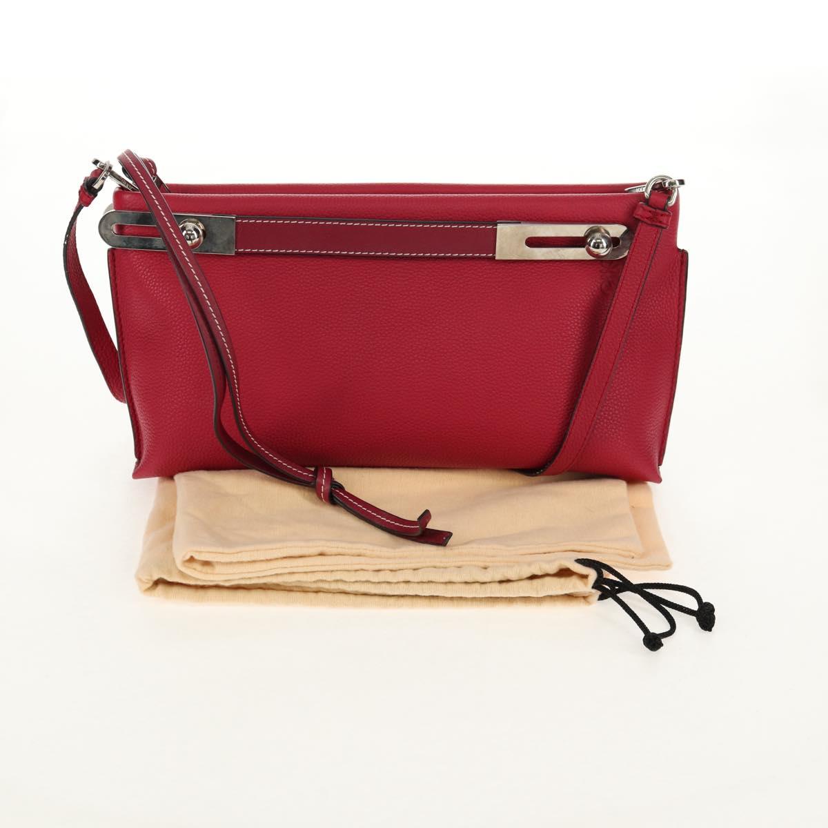 LOEWE Anagram Missy Small Shoulder Bag Leather Red Silver Auth 153712V