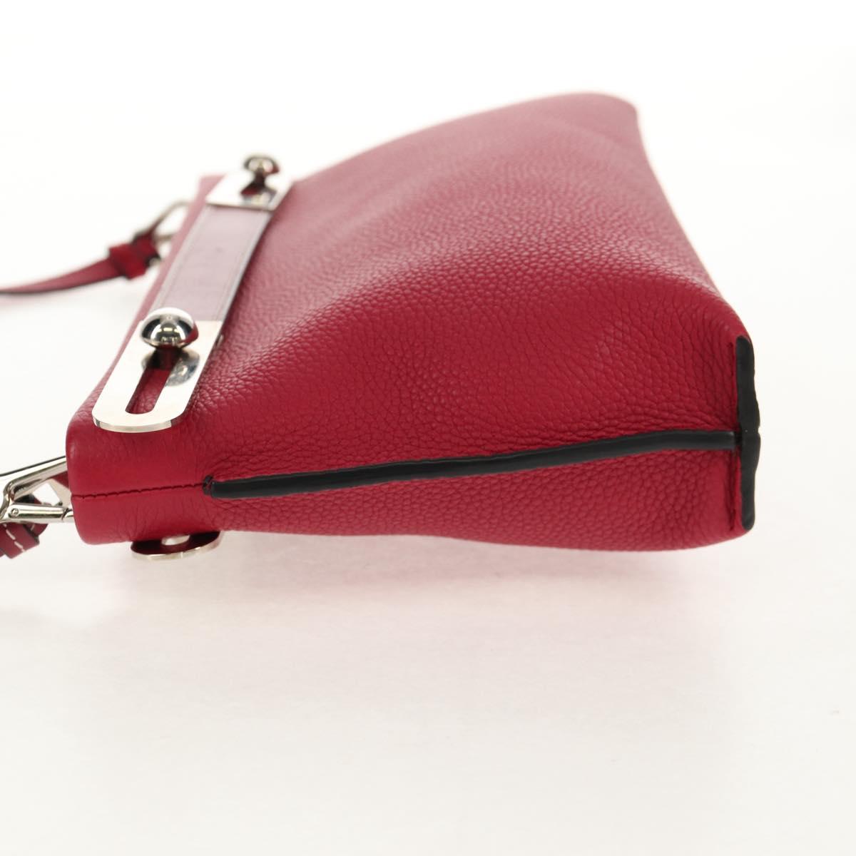 LOEWE Anagram Missy Small Shoulder Bag Leather Red Silver Auth 153712V