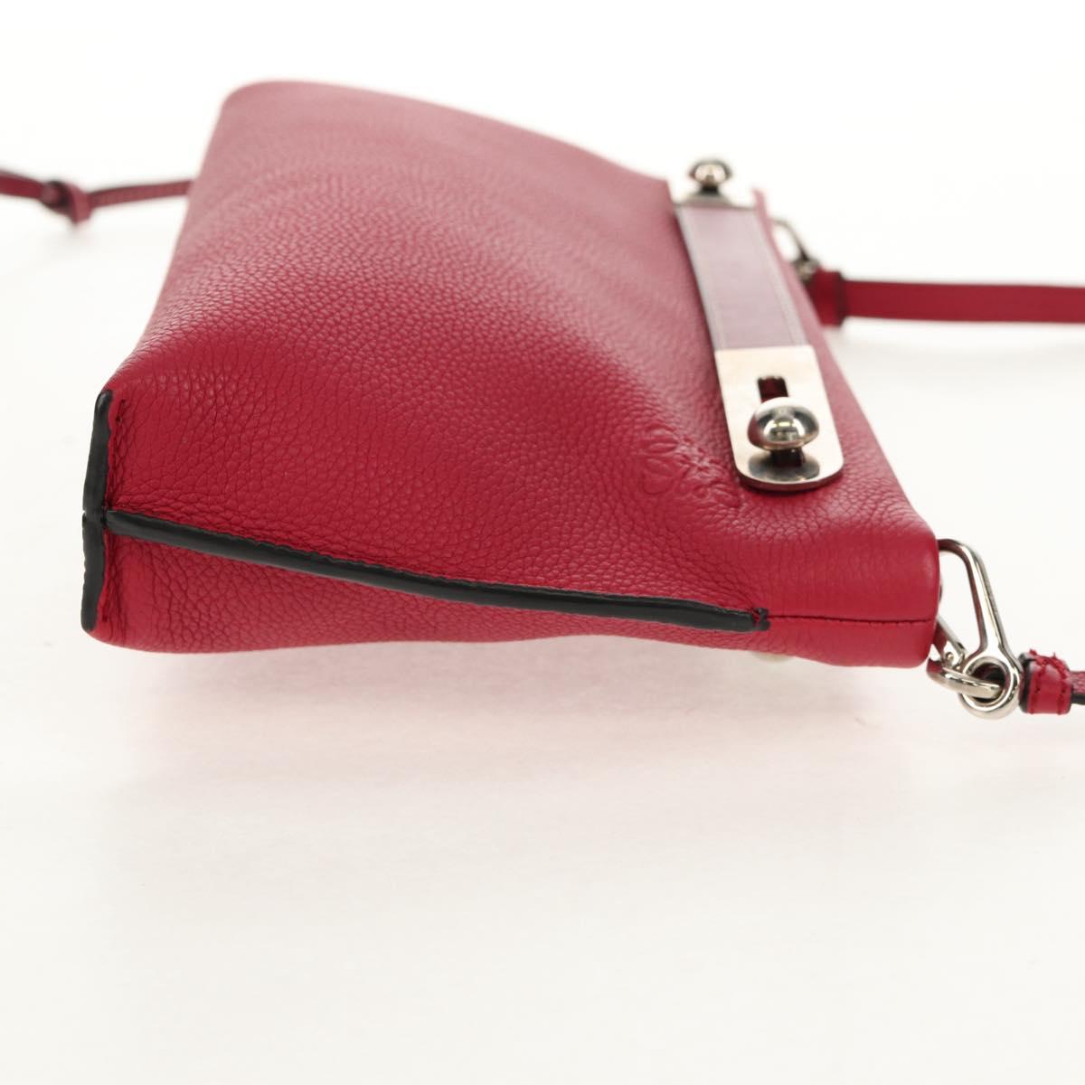LOEWE Anagram Missy Small Shoulder Bag Leather Red Silver Auth 153712V