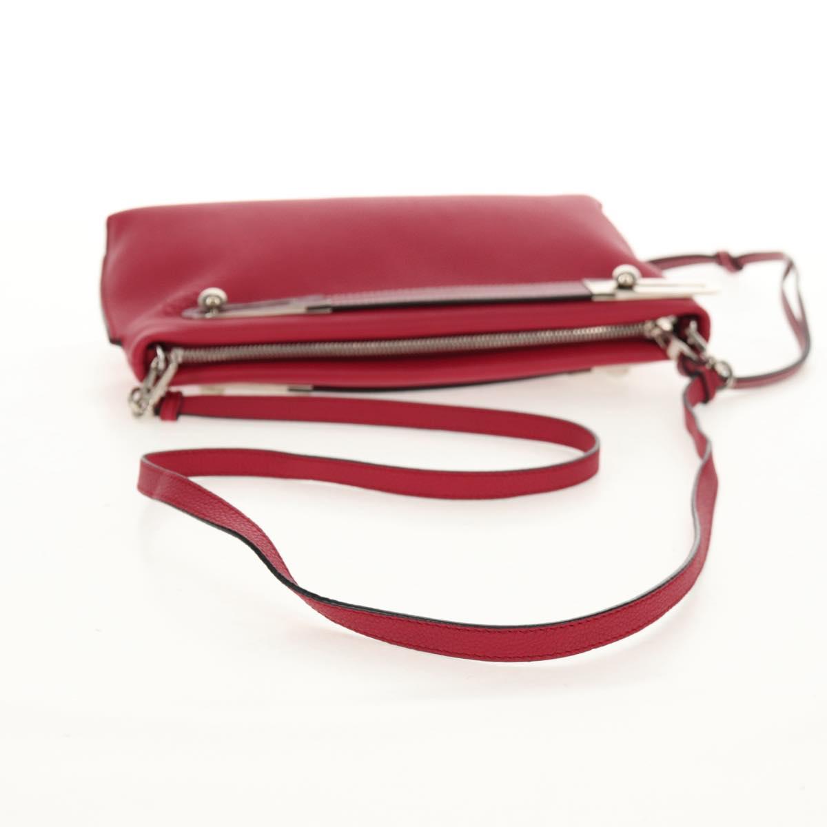 LOEWE Anagram Missy Small Shoulder Bag Leather Red Silver Auth 153712V