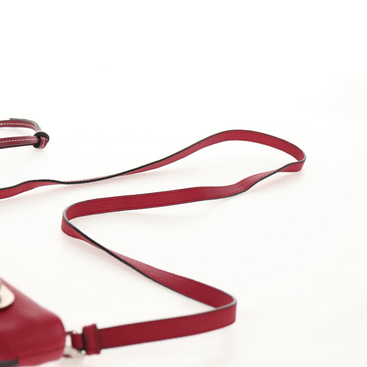 LOEWE Anagram Missy Small Shoulder Bag Leather Red Silver Auth 153712V