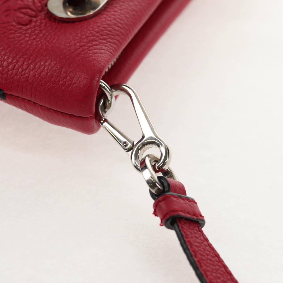 LOEWE Anagram Missy Small Shoulder Bag Leather Red Silver Auth 153712V