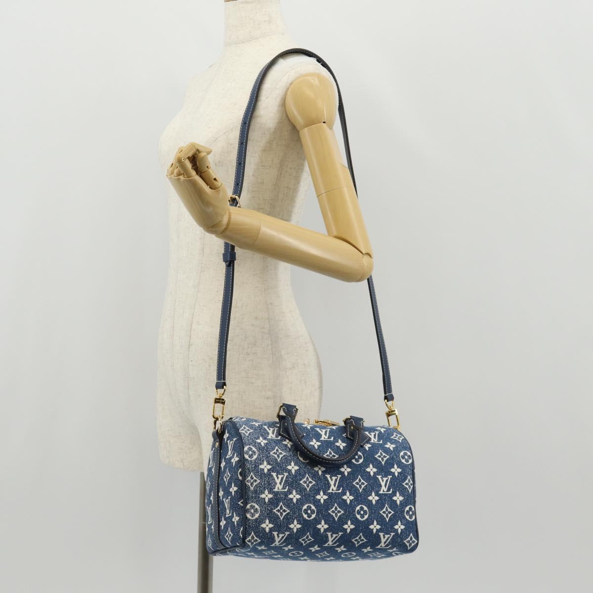 LOUIS VUITTON Monogram Jaguar Speedy Bandouliere 25 Blue M59609 Auth 153717SM