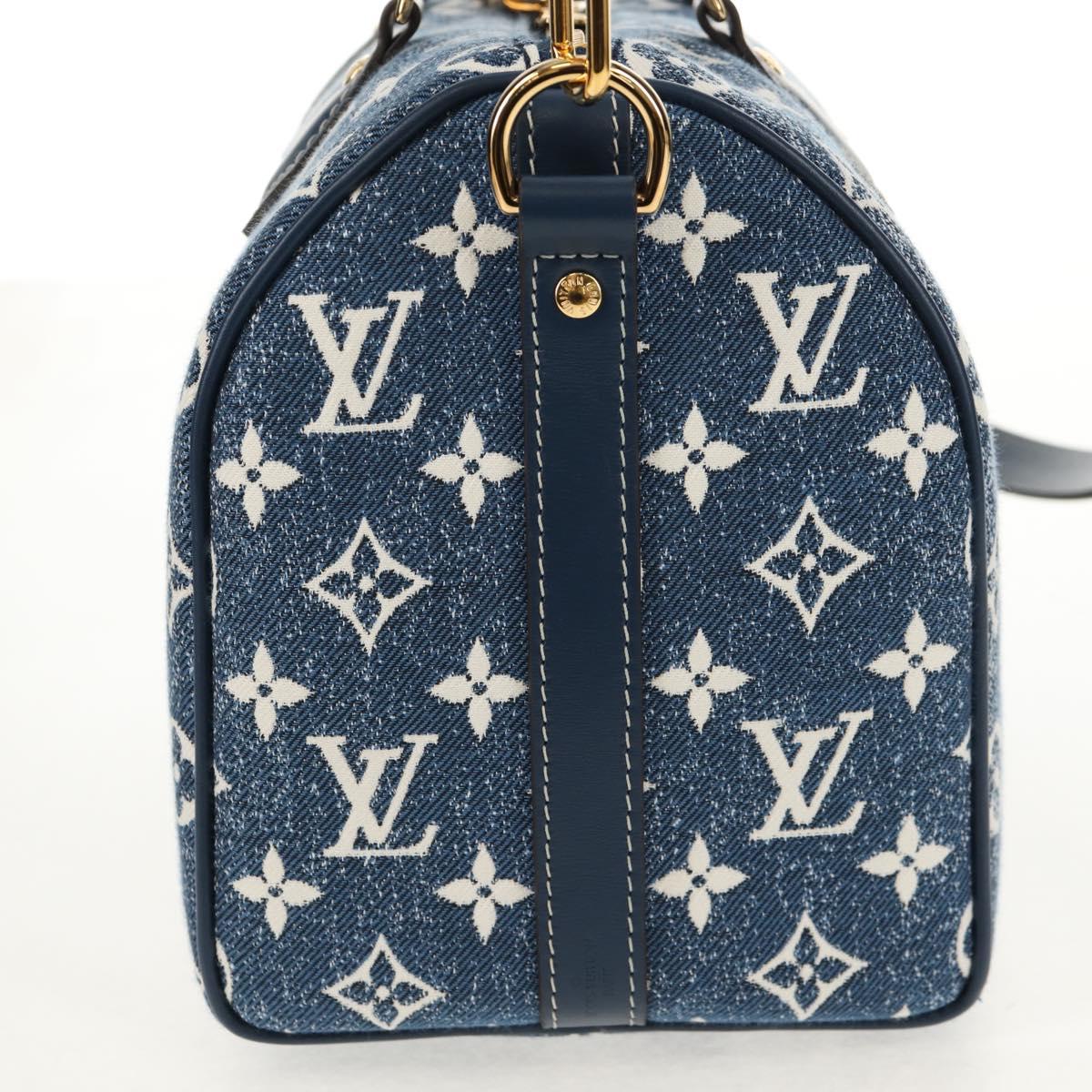 LOUIS VUITTON Monogram Jaguar Speedy Bandouliere 25 Blue M59609 Auth 153717SM