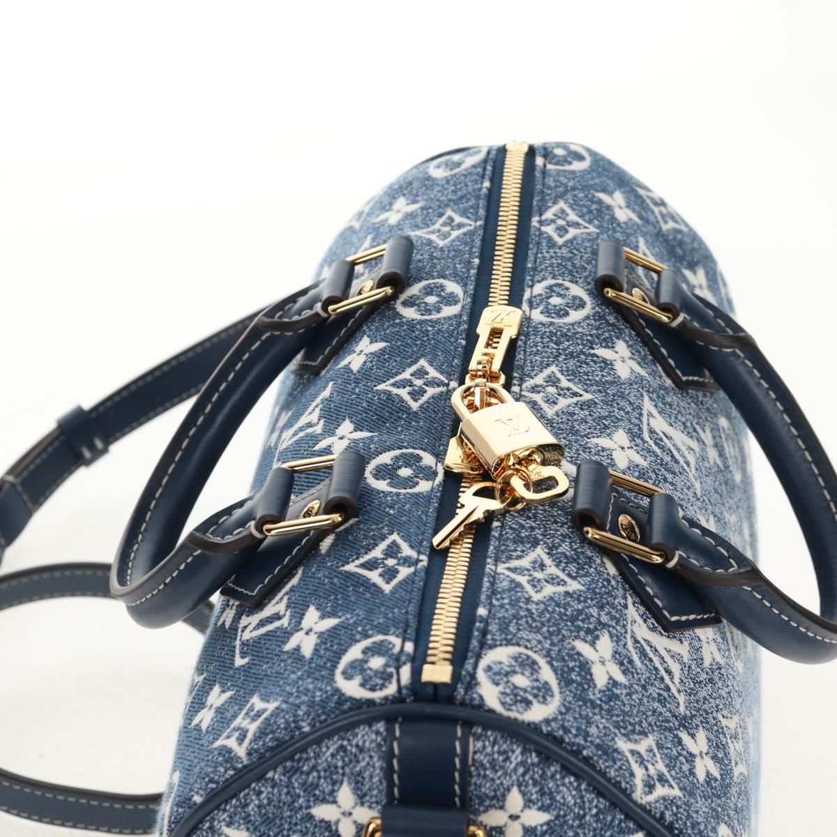 LOUIS VUITTON Monogram Jaguar Speedy Bandouliere 25 Blue M59609 Auth 153717SM