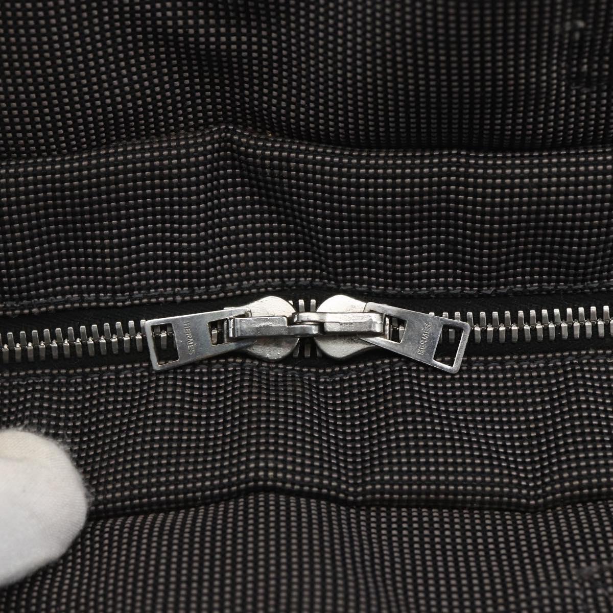 HERMES Her Line MM Hand Bag Canvas Gray Silver Auth 153727