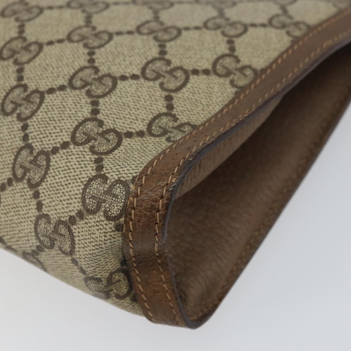 GUCCI GG Supreme Web Sherry Line Clutch Bag PVC Beige Gold 89 01 032 Auth 153730