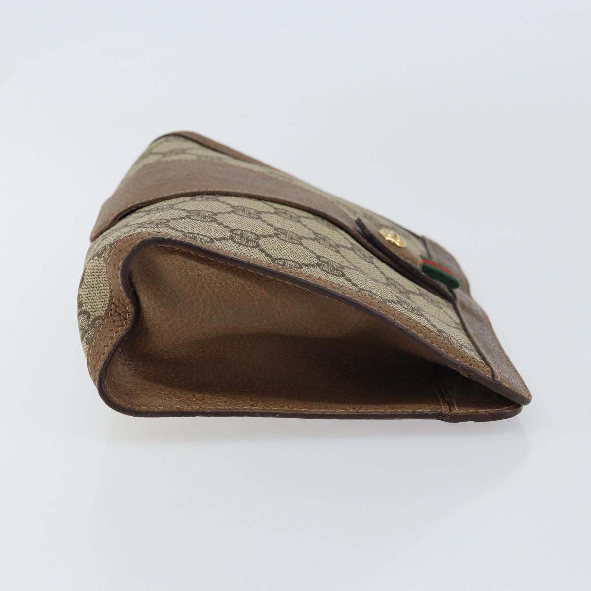 GUCCI GG Supreme Web Sherry Line Clutch Bag PVC Beige Gold 89 01 032 Auth 153730