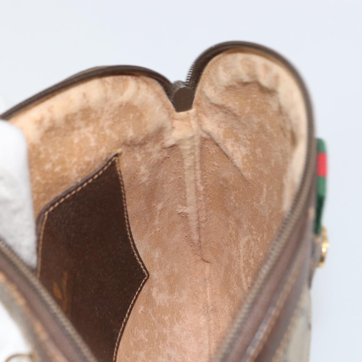 GUCCI GG Supreme Web Sherry Line Bag PVC Beige Gold 904 02 047 Auth 153731