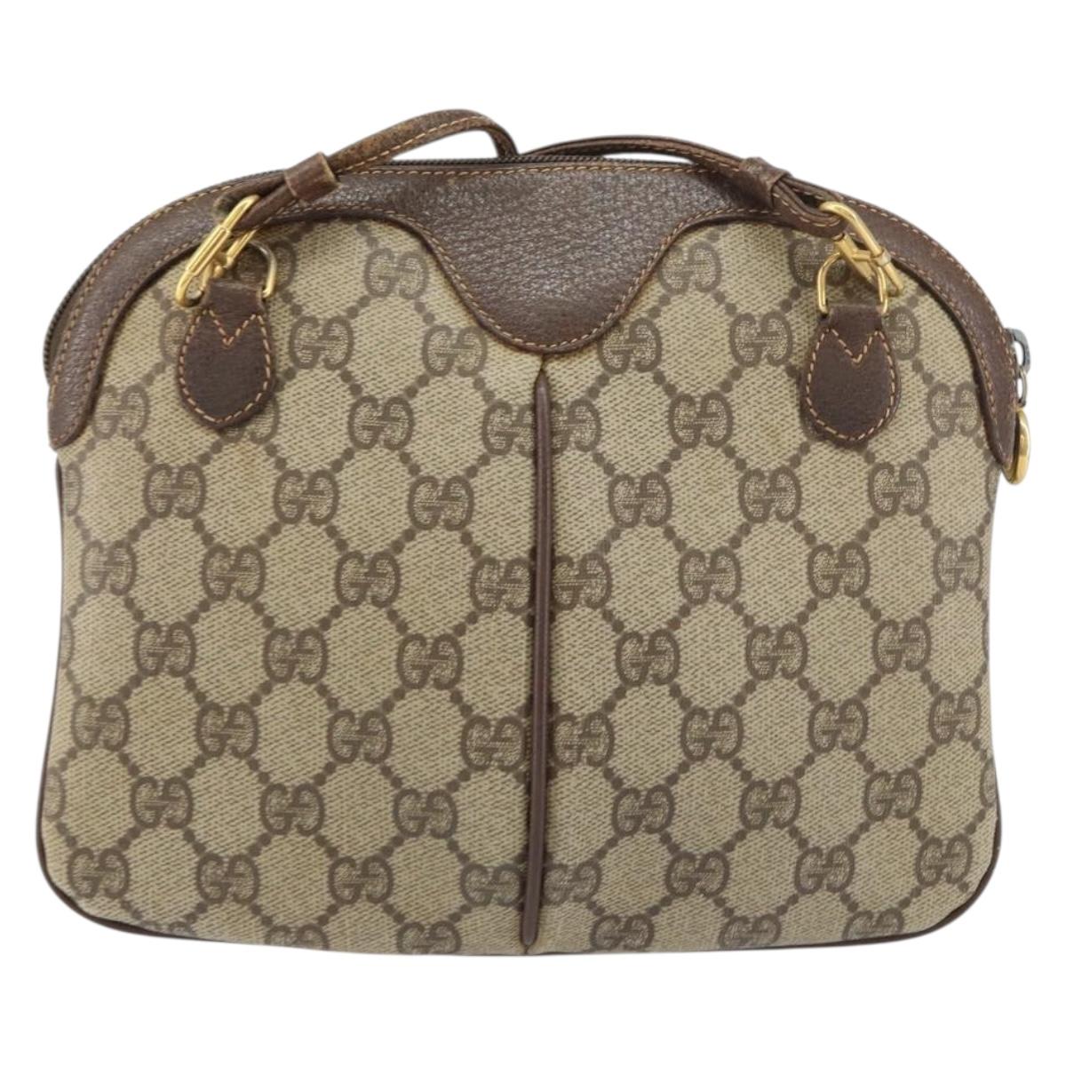GUCCI GG Supreme Web Sherry Line Bag PVC Beige Gold 904 02 047 Auth 153731