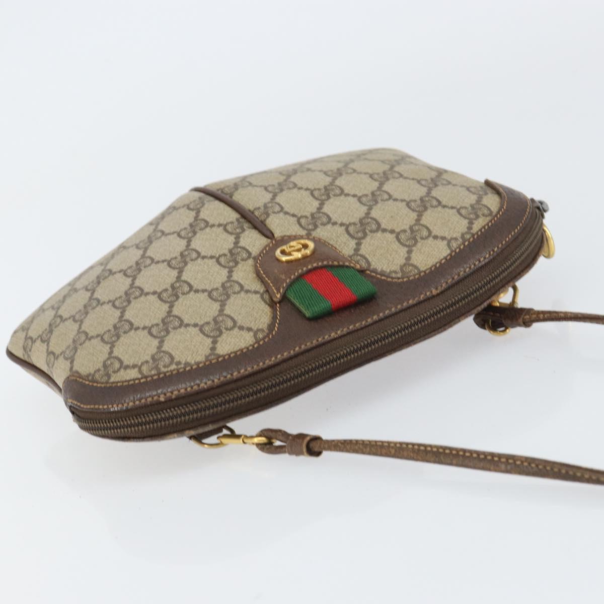 GUCCI GG Supreme Web Sherry Line Bag PVC Beige Gold 904 02 047 Auth 153731