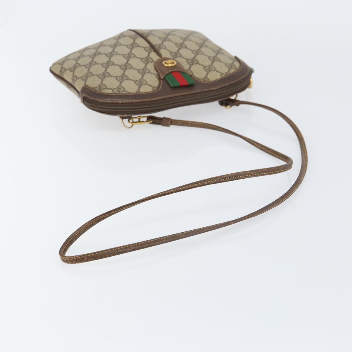 GUCCI GG Supreme Web Sherry Line Bag PVC Beige Gold 904 02 047 Auth 153731