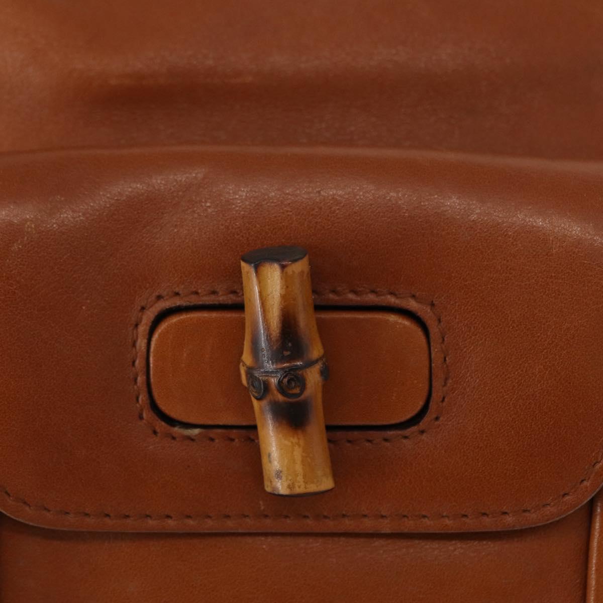 GUCCI Bamboo Backpack Leather Brown Gold 003 1956 0030 Auth 153732