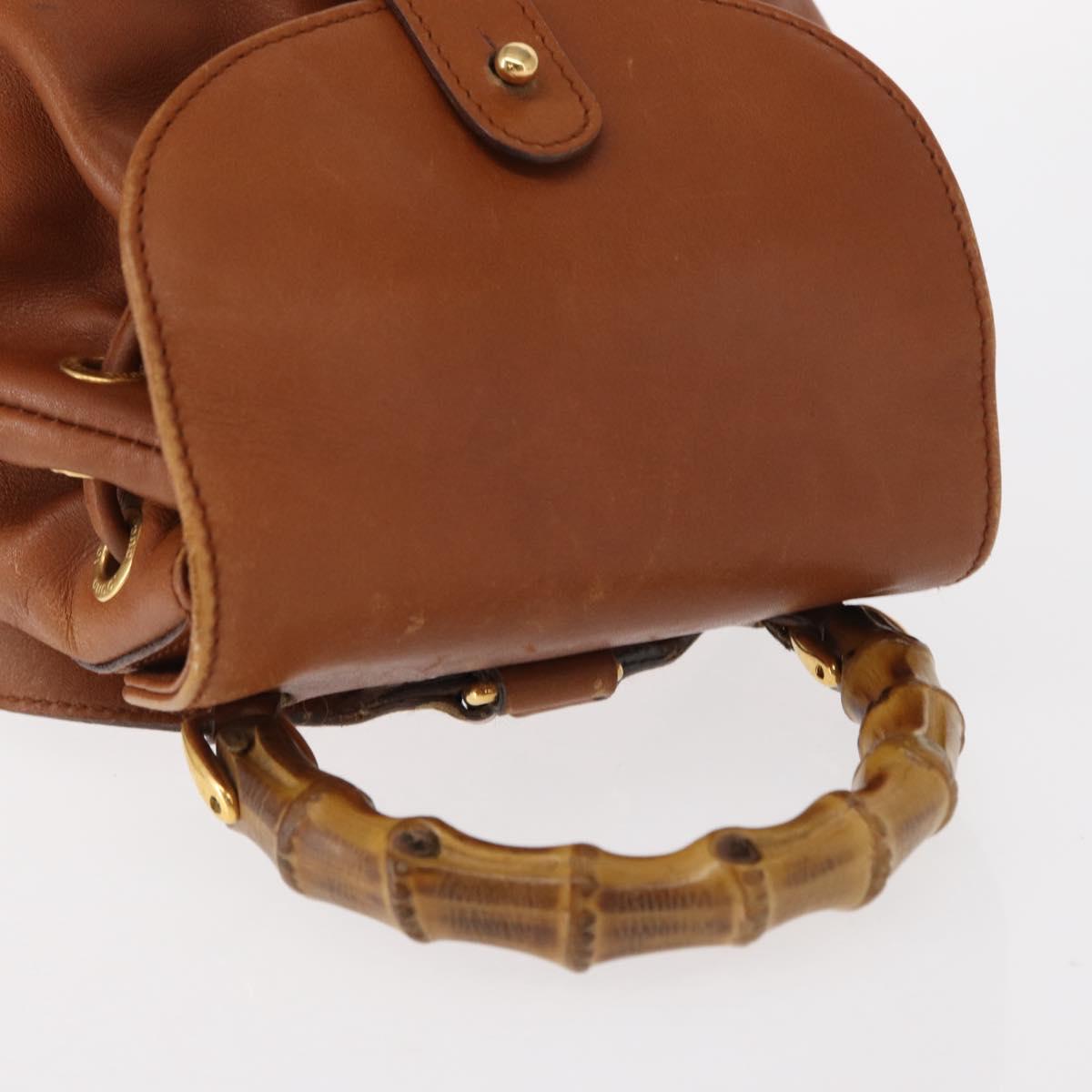 GUCCI Bamboo Backpack Leather Brown Gold 003 1956 0030 Auth 153732