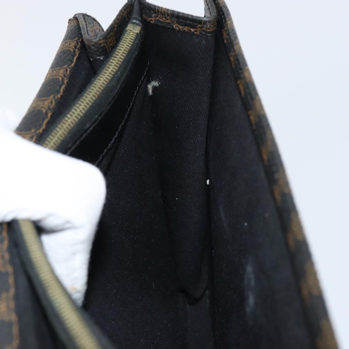 CELINE Macadam Canvas Clutch Bag PVC Leather Black Gold Auth 153735