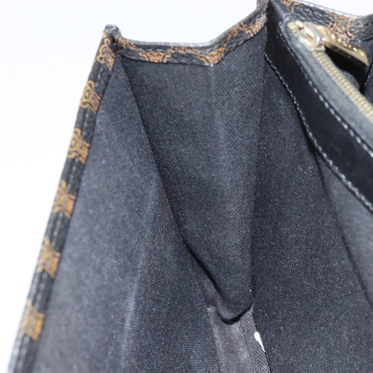 CELINE Macadam Canvas Clutch Bag PVC Leather Black Gold Auth 153735