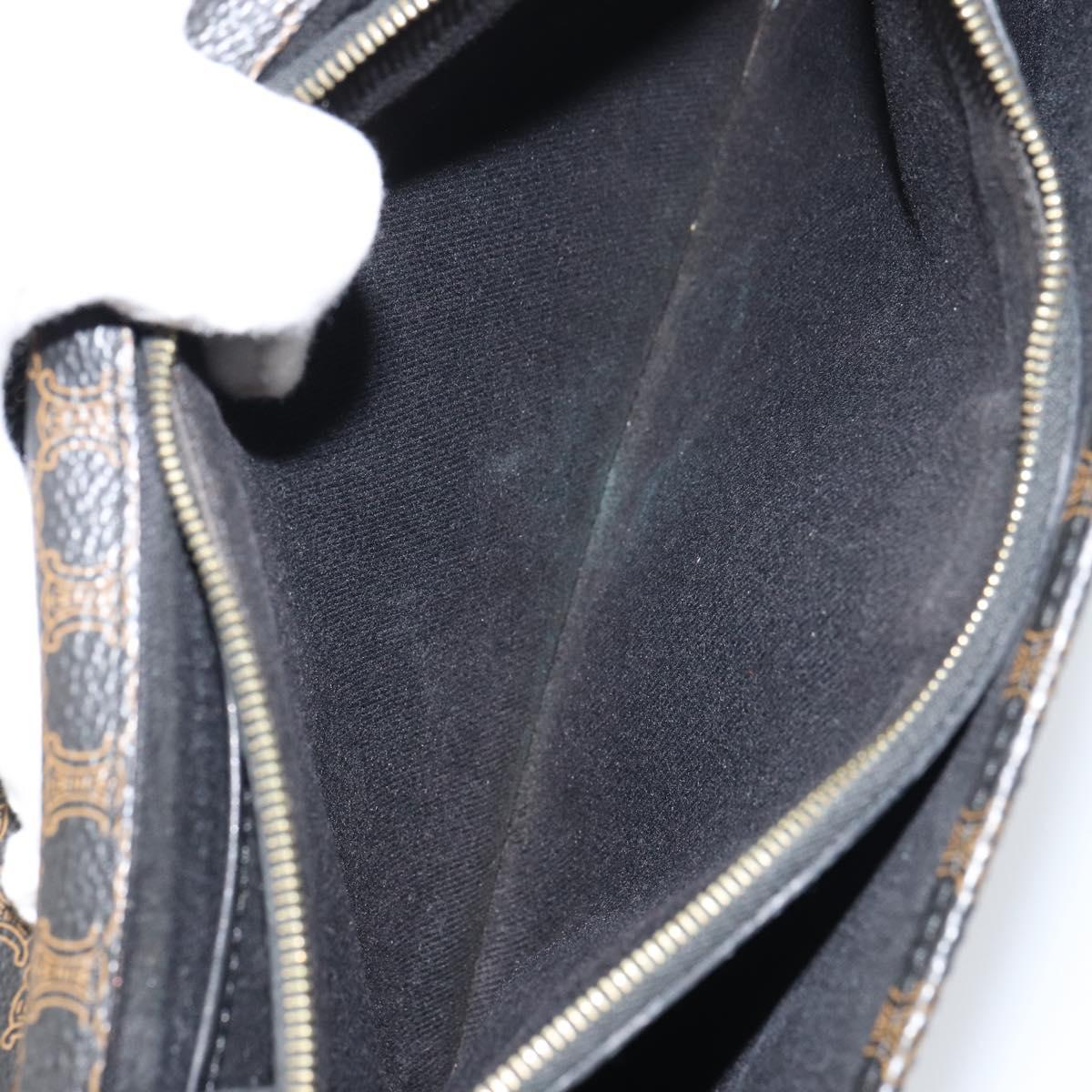 CELINE Macadam Canvas Clutch Bag PVC Leather Black Gold Auth 153735