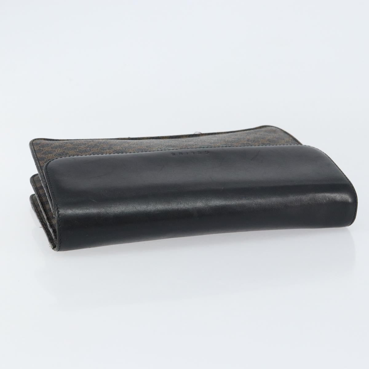 CELINE Macadam Canvas Clutch Bag PVC Leather Black Gold Auth 153735