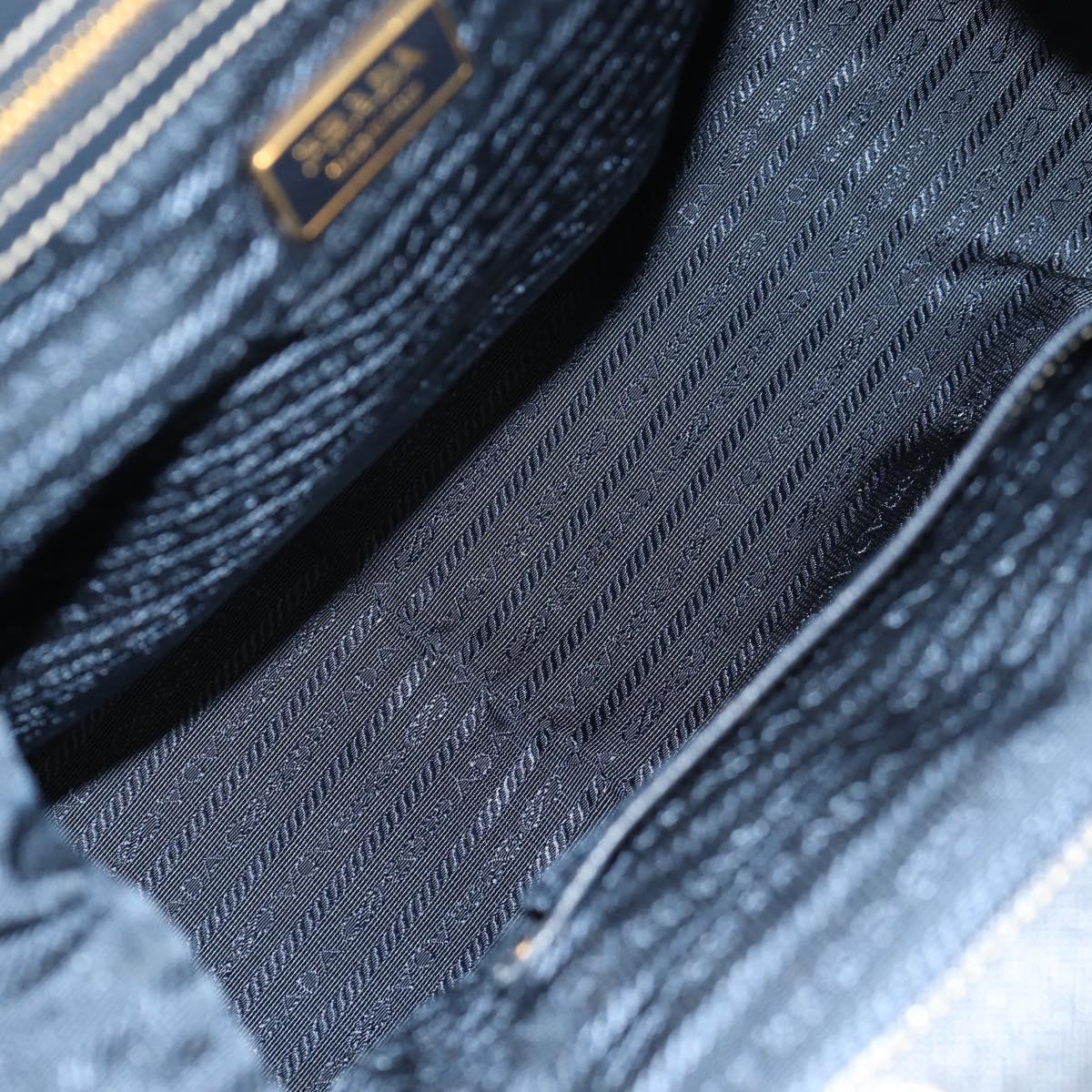 PRADA Hand Bag Nylon Leather Navy Gold BR3684 Auth 153736V