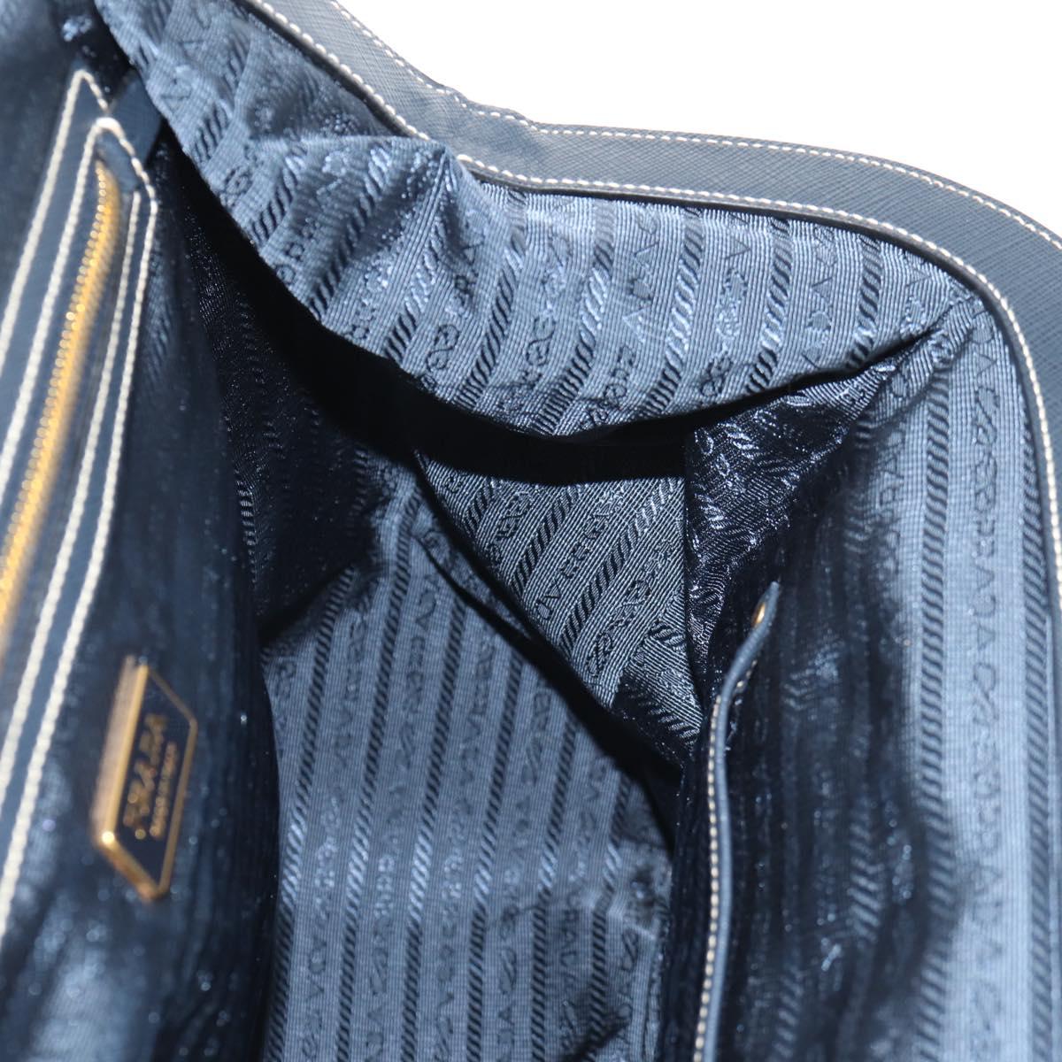 PRADA Hand Bag Nylon Leather Navy Gold BR3684 Auth 153736V