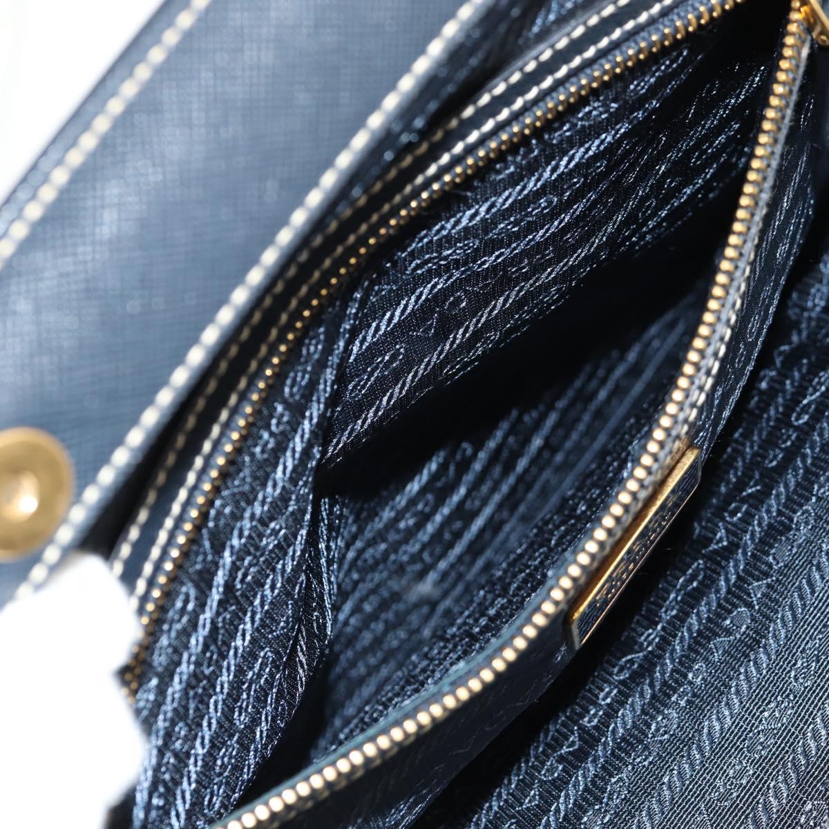 PRADA Hand Bag Nylon Leather Navy Gold BR3684 Auth 153736V